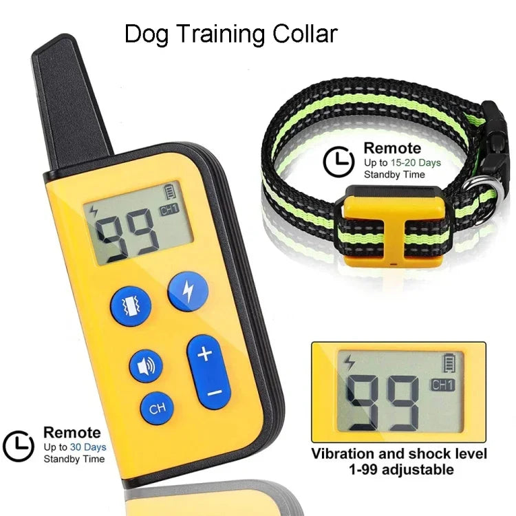 Collier anti-aboiements avec télécommande 800 m, à vibrations et à stimulation électrique.