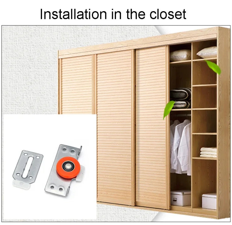 Accessoires silencieux pour porte coulissante de placard avec poulie et 8 vis, poulie