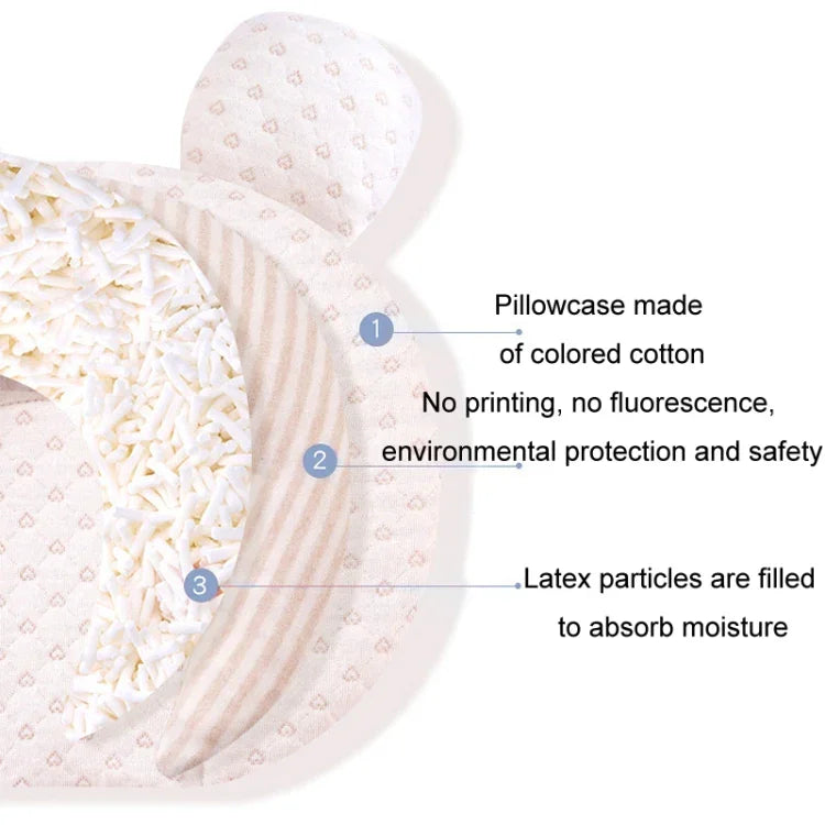 Oreiller pour bébé 0-1 an anti-tête plate, remplissage en soie d'amour, remplissage en soie d'ours, remplissage en soie de pentagone, remplissage en latex d'amour, remplissage en latex d'ours, remplissage en latex de pentagone