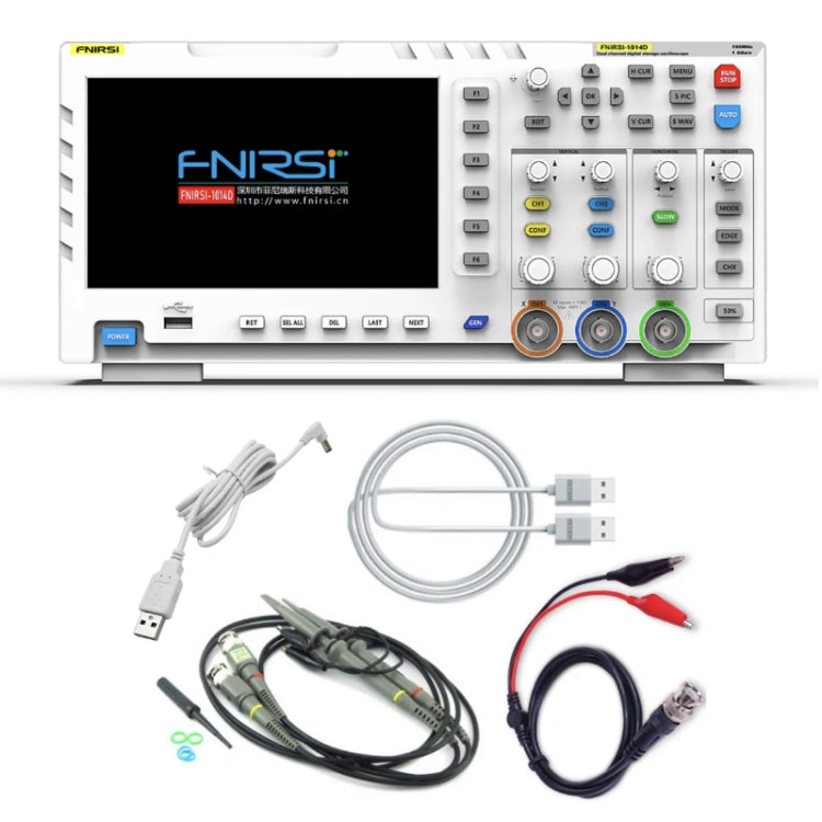 Oscilloscope numérique double canal 2 en 1 FNIRSI 100M bande passante 1GS échantillonnage générateur de signal, prise EU, 1014D, 1014D + sonde P4100