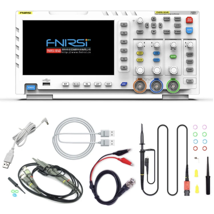 Oscilloscope numérique double canal 2 en 1 FNIRSI 100M bande passante 1GS échantillonnage générateur de signal, prise EU, 1014D, 1014D + sonde P4100