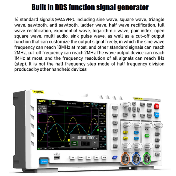 Oscilloscope numérique double canal 2 en 1 FNIRSI 100M bande passante 1GS échantillonnage générateur de signal, prise EU, 1014D, 1014D + sonde P4100