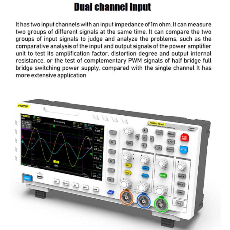 Oscilloscope numérique double canal 2 en 1 FNIRSI 100M bande passante 1GS échantillonnage générateur de signal, prise EU, 1014D, 1014D + sonde P4100