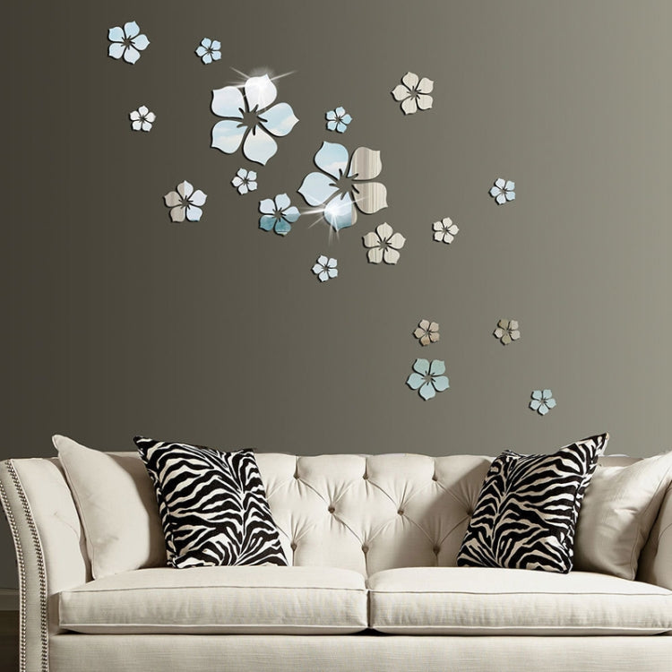 18pcs /Set Autocollant Mural Miroir Acrylique Fleur de Cerisier Décoration Murale Fond de Salon Chambre, Fleur de Cerisier