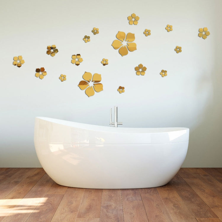 18pcs /Set Autocollant Mural Miroir Acrylique Fleur de Cerisier Décoration Murale Fond de Salon Chambre, Fleur de Cerisier