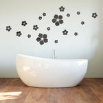 18pcs /Set Autocollant Mural Miroir Acrylique Fleur de Cerisier Décoration Murale Fond de Salon Chambre, Fleur de Cerisier