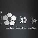 18pcs /Set Autocollant Mural Miroir Acrylique Fleur de Cerisier Décoration Murale Fond de Salon Chambre, Fleur de Cerisier