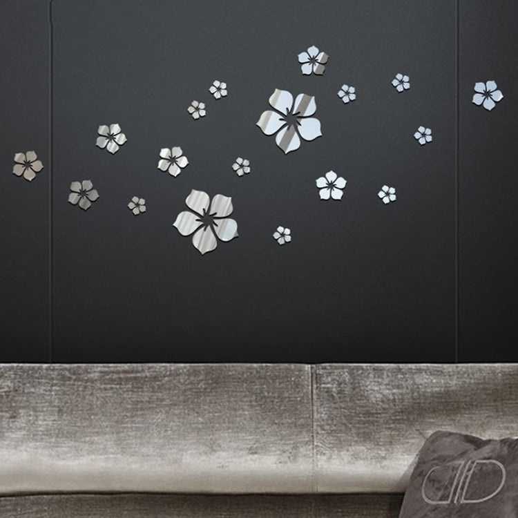 18pcs /Set Autocollant Mural Miroir Acrylique Fleur de Cerisier Décoration Murale Fond de Salon Chambre, Fleur de Cerisier