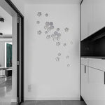 18pcs /Set Autocollant Mural Miroir Acrylique Fleur de Cerisier Décoration Murale Fond de Salon Chambre, Fleur de Cerisier
