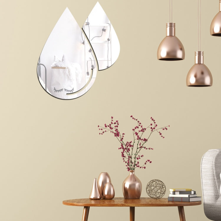 Lot de 2 autocollants muraux miroir stéréo en acrylique motif gouttes d'eau pour salon, chambre à coucher, autocollants décoratifs miroir doux, gouttes d'eau
