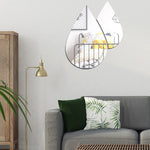 Lot de 2 autocollants muraux miroir stéréo en acrylique motif gouttes d'eau pour salon, chambre à coucher, autocollants décoratifs miroir doux, gouttes d'eau