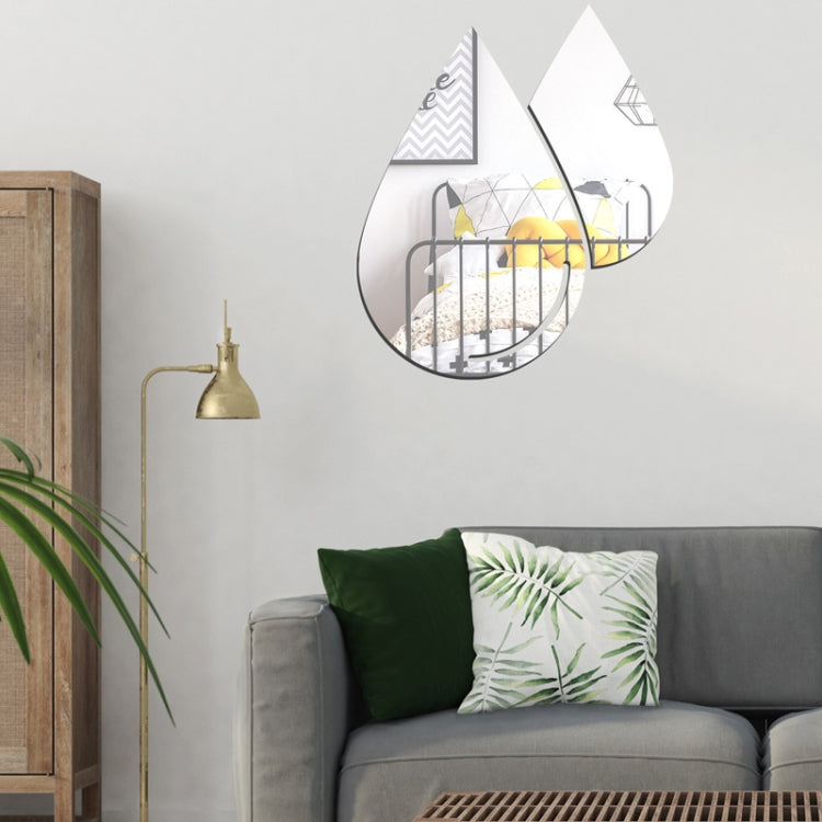 Lot de 2 autocollants muraux miroir stéréo en acrylique motif gouttes d'eau pour salon, chambre à coucher, autocollants décoratifs miroir doux, gouttes d'eau