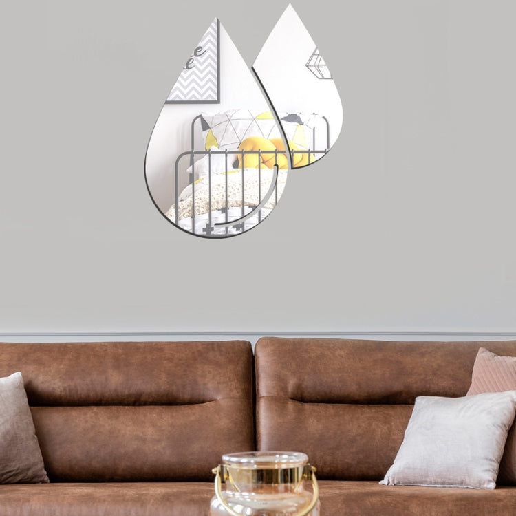 Lot de 2 autocollants muraux miroir stéréo en acrylique motif gouttes d'eau pour salon, chambre à coucher, autocollants décoratifs miroir doux, gouttes d'eau