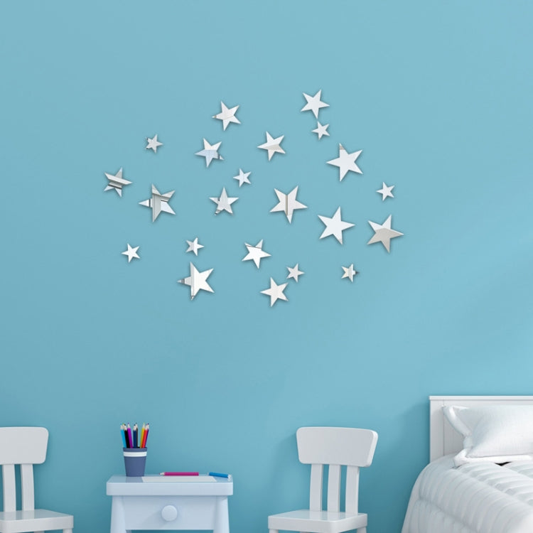 20pcs/Set Autocollants muraux étoiles en acrylique Miroir Stéréo Décoration intérieure Miroir souple, Étoiles