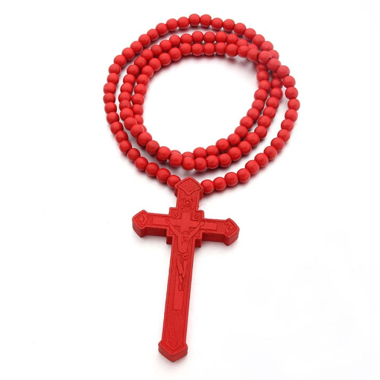 Collier de perles en bois gravées au laser, rouge, noir, couleur véritable, marron