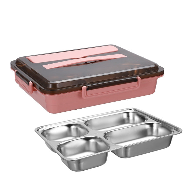 Boîte à déjeuner en acier inoxydable 304, étanche, isotherme, pour étudiant, dortoir, Bento Box, 4 compartiments, Noir
