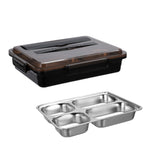 Boîte à déjeuner en acier inoxydable 304, étanche, isotherme, pour étudiant, dortoir, Bento Box, 4 compartiments, Noir