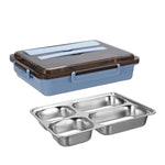Boîte à déjeuner en acier inoxydable 304, étanche, isotherme, pour étudiant, dortoir, Bento Box, 4 compartiments, Noir