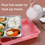 Boîte à déjeuner en acier inoxydable 304, étanche, isotherme, pour étudiant, dortoir, Bento Box, 4 compartiments, Noir