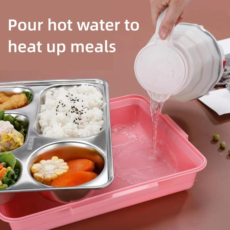 Boîte à déjeuner en acier inoxydable 304, étanche, isotherme, pour étudiant, dortoir, Bento Box, 4 compartiments, Noir