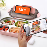 Boîte à déjeuner en acier inoxydable 304, étanche, isotherme, pour étudiant, dortoir, Bento Box, 4 compartiments, Noir