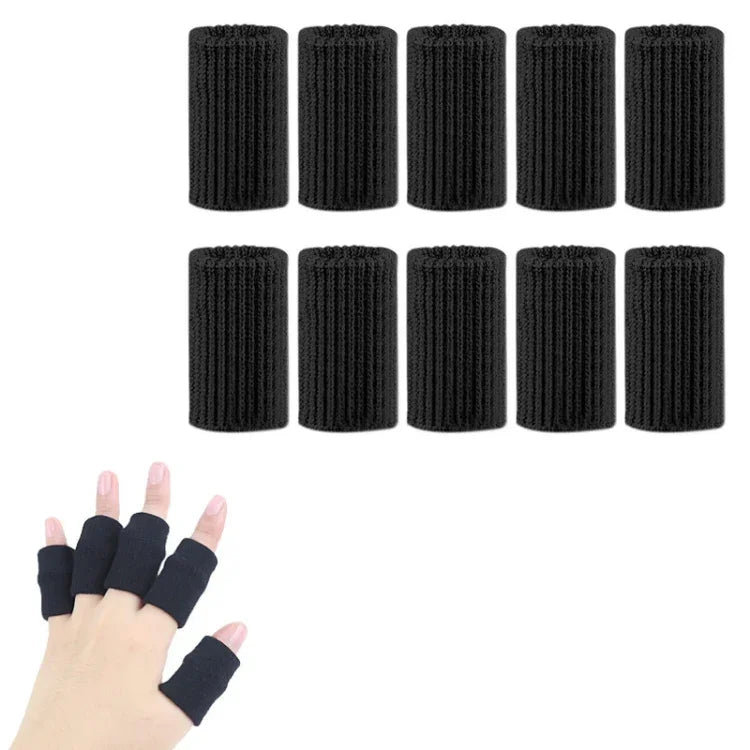 10 pièces/ensemble Manchons de doigts pour basketball Protection tricotée pour articulations, Noir, Teint, Bleu, Gris