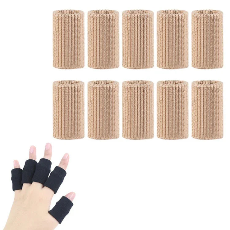 10 pièces/ensemble Manchons de doigts pour basketball Protection tricotée pour articulations, Noir, Teint, Bleu, Gris