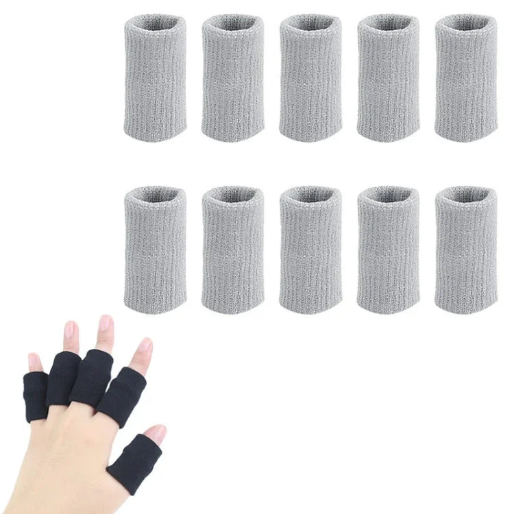 10 pièces/ensemble Manchons de doigts pour basketball Protection tricotée pour articulations, Noir, Teint, Bleu, Gris
