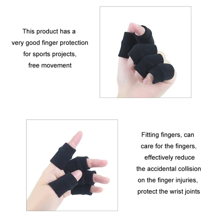 10 pièces/ensemble Manchons de doigts pour basketball Protection tricotée pour articulations, Noir, Teint, Bleu, Gris