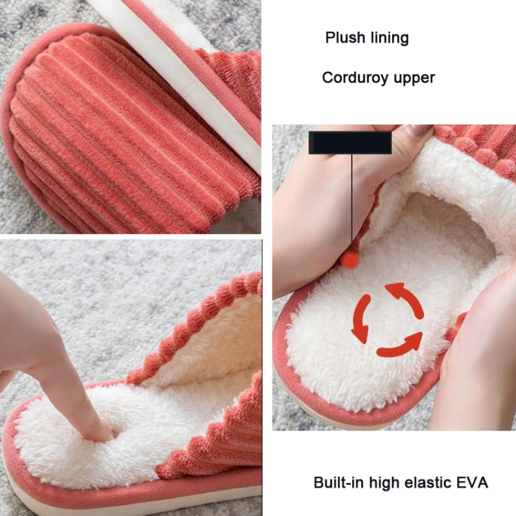 Chaussons en velours côtelé coton, chauds pour l'hiver, semelle épaisse antidérapante, chaussures plates, 36-37, 38-39, 40-41, 42-43, 44-45