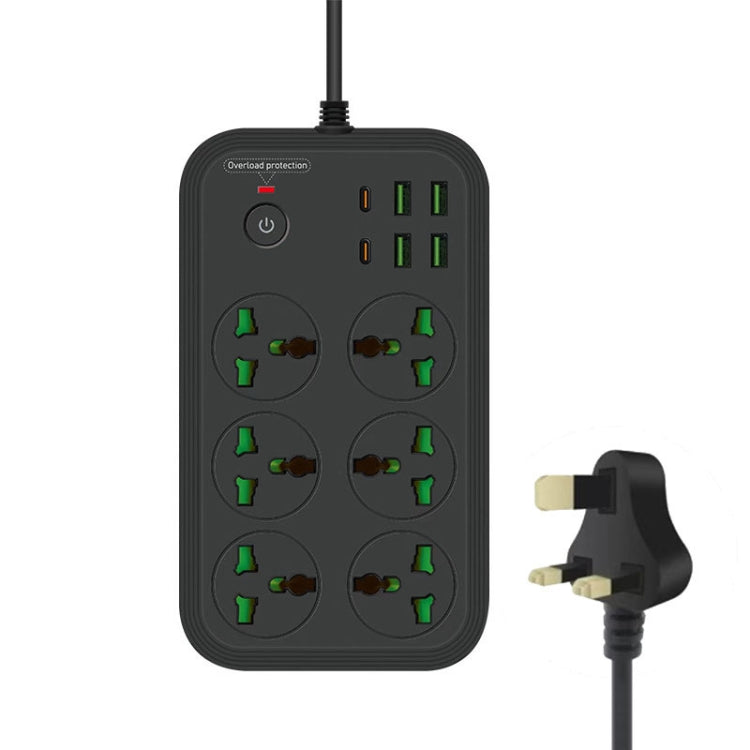 Multiprise T24 2m 3000W 6 prises + PD + 4 ports USB multifonction avec interrupteur, prise UK, prise US