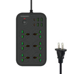 Multiprise T24 2m 3000W 6 prises + PD + 4 ports USB multifonction avec interrupteur, prise UK, prise US