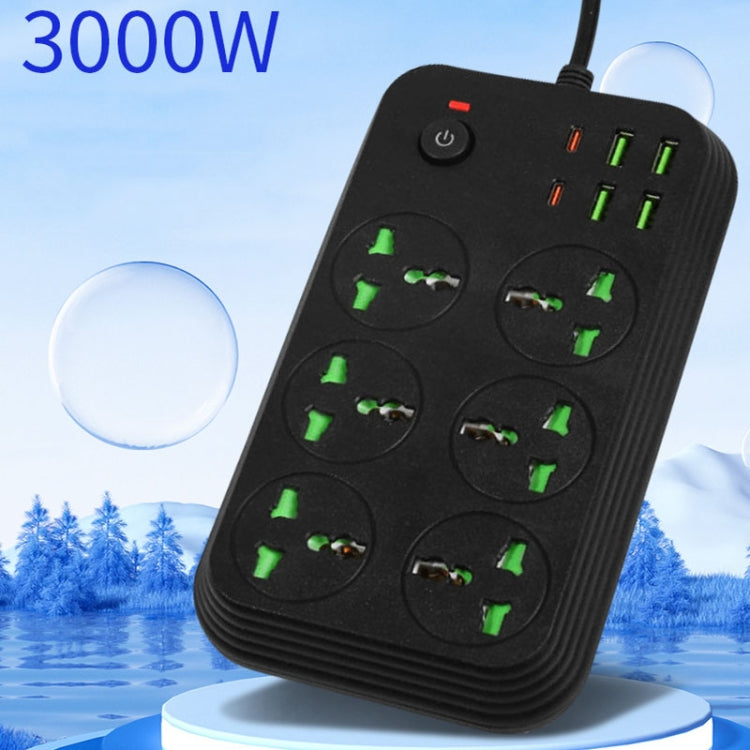 Multiprise T24 2m 3000W 6 prises + PD + 4 ports USB multifonction avec interrupteur, prise UK, prise US