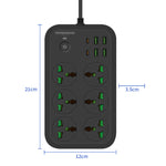 Multiprise T24 2m 3000W 6 prises + PD + 4 ports USB multifonction avec interrupteur, prise UK, prise US