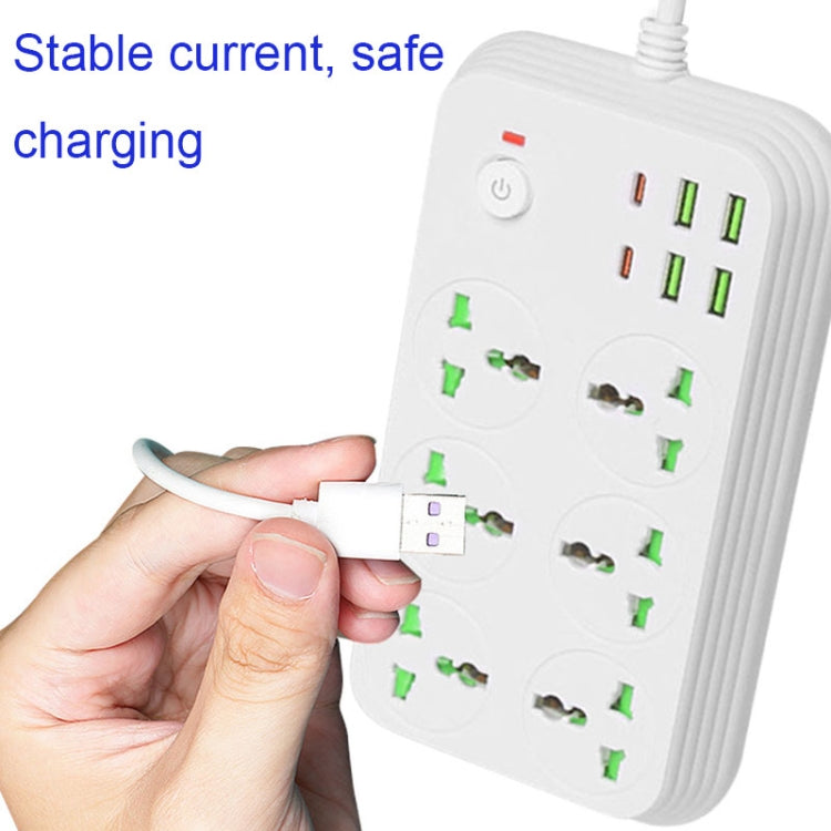 Multiprise T24 2m 3000W 6 prises + PD + 4 ports USB multifonction avec interrupteur, prise UK, prise US