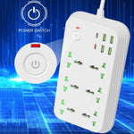 Multiprise T24 2m 3000W 6 prises + PD + 4 ports USB multifonction avec interrupteur, prise UK, prise US