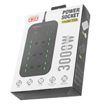 Multiprise T24 2m 3000W 6 prises + PD + 4 ports USB multifonction avec interrupteur, prise UK, prise US
