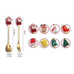 4 pièces/paquet Vaisselle de Noël en acier inoxydable, une cuillère-fourchette, une cuillère D