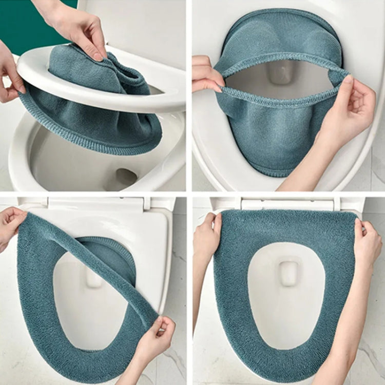 Coussin de toilette universel tricoté lavable, housse de toilette chaude épaissie pour la maison, avec poignée rose, avec poignée gris, avec poignée bleu, plat rose, plat gris, plat bleu