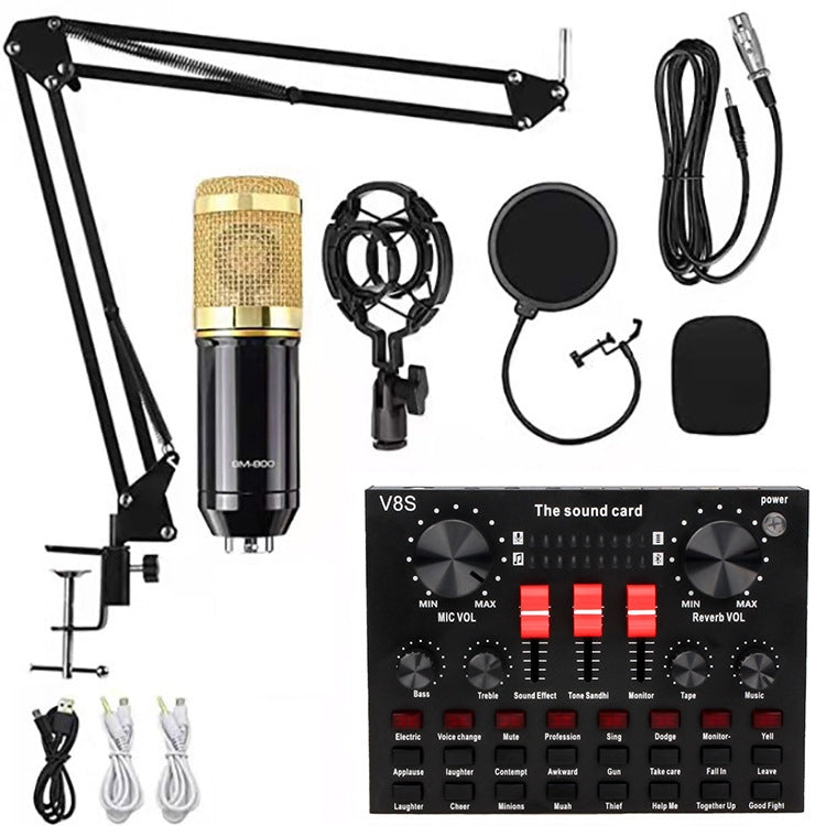 Microphone studio à condensateur audio pour chant, ensemble BM800+V8S carte son, ensemble BM800+V8 carte son
