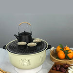 Grill charbon en acier inoxydable pour camping en plein air, cuisinière barbecue autour du thé, style A, style B