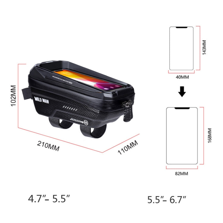 Sac avant rigide EVA WILD MAN MS66 1,2L pour vélo, sac téléphone avec écran tactile, MS66