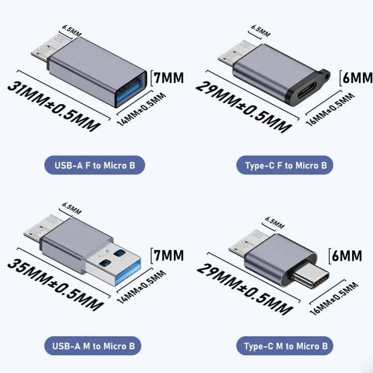 Adaptateur Micro B mâle USB lien convertisseur interface boîtier HDD, transfert USB femelle, transfert Type-C femelle, transfert USB mâle, transfert Type-C mâle