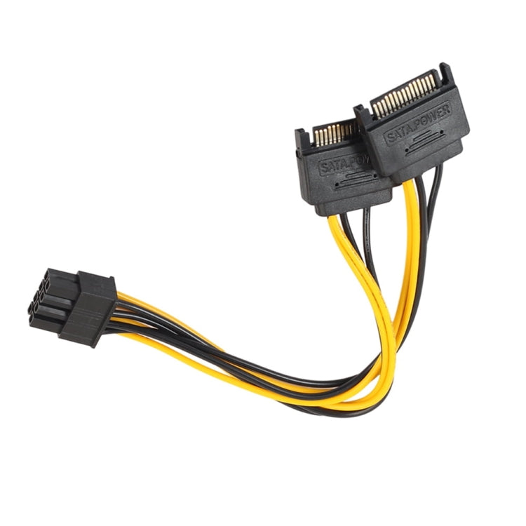 Câble de transfert d'alimentation pour carte mère d'ordinateur en cuivre complet GPU 8 broches femelle vers double SATA 15 broches, 0.2m