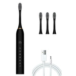 Brosses à dents électriques ultrasoniques rechargeables à poils souples, avec 6 vitesses et 4 brossettes