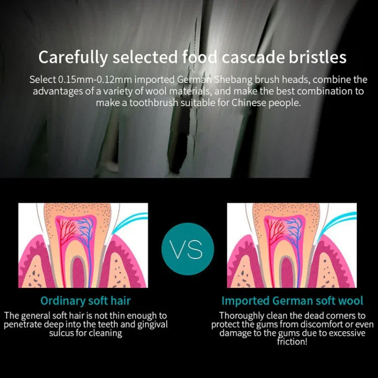 Brosses à dents électriques ultrasoniques rechargeables à poils souples, avec 6 vitesses et 4 brossettes