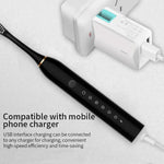 Brosses à dents électriques ultrasoniques rechargeables à poils souples, avec 6 vitesses et 4 brossettes