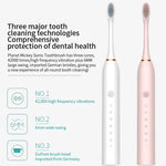 Brosses à dents électriques ultrasoniques rechargeables à poils souples, avec 6 vitesses et 4 brossettes