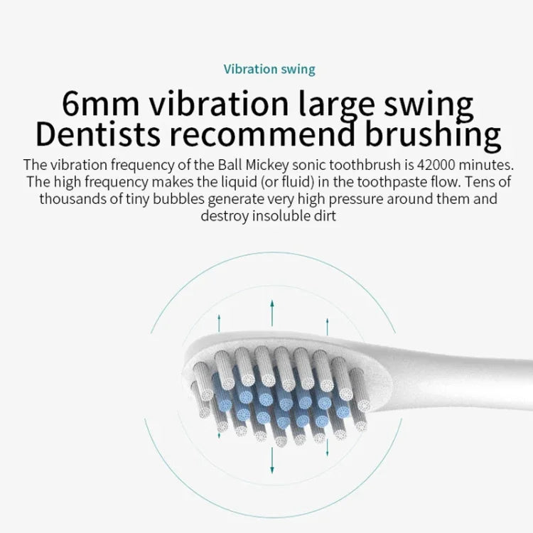 Brosses à dents électriques ultrasoniques rechargeables à poils souples, avec 6 vitesses et 4 brossettes