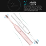 Brosses à dents électriques ultrasoniques rechargeables à poils souples, avec 6 vitesses et 4 brossettes